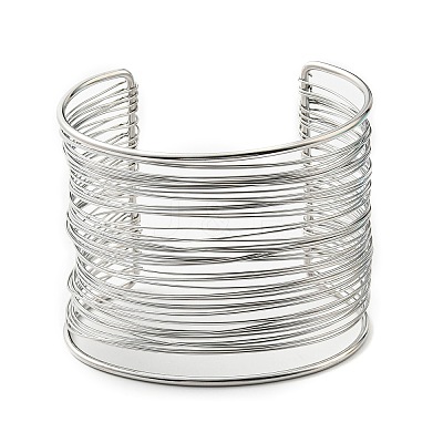 Non-Tarnish 304 Stainless Steel Multi Line Cuff Bangles LS-BJEW-E079-01P-1