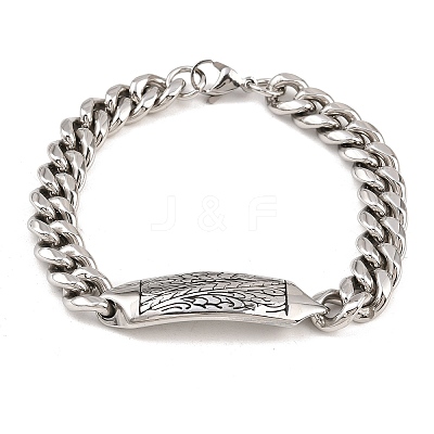 304 Stainless Steel Cuban Link Chain Bracelets for Men Women BJEW-G766-05P-02-1