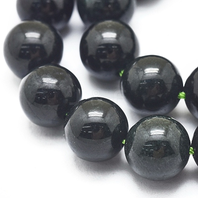 Natura Myanmar Black Jade Beads Strands G-D0001-06-10mm-1