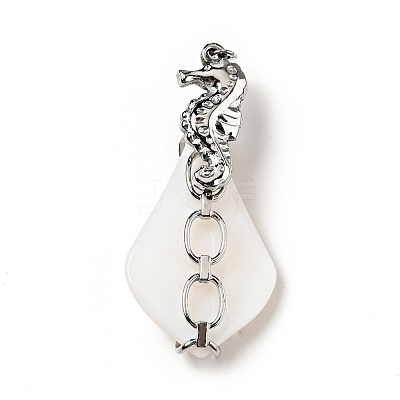 Natural White Shell Pendants SSHEL-C010-04P-1