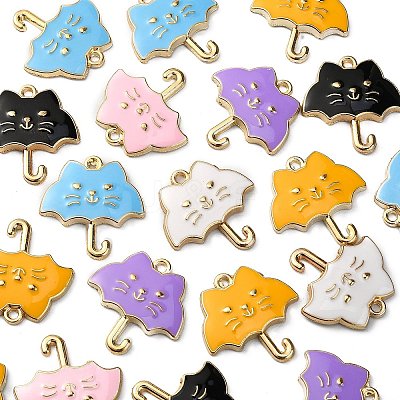 30Pcs 6 Colors Alloy Enamel Pendants ENAM-CJ0002-65-1