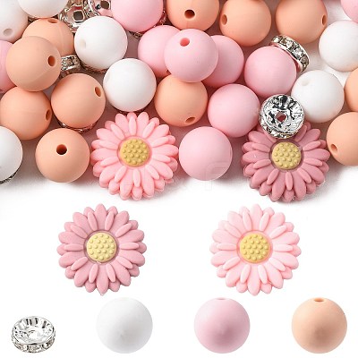 DIY Daisy Round Beads Findings Kits DIY-FS0010-24B-1