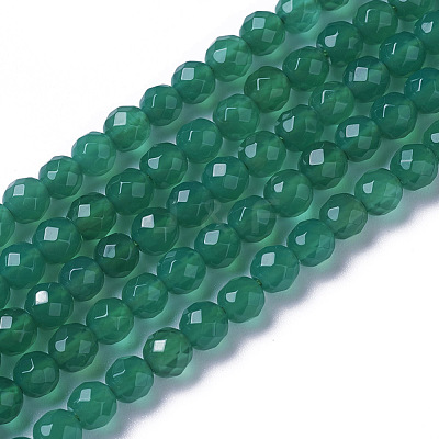 Natural Dyed & Heated Green Onyx Agate Beads Strands X-G-F596-12B-2mm-1