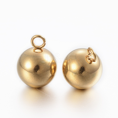 Ion Plating(IP) 304 Stainless Steel Sphere Charms X-STAS-H394-12G-1