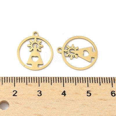 201 Stainless Steel Laser Cut Pendants STAS-P428-10G-03-1