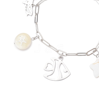 Ocean Theme 304 Stainless Steel Charm Bracelets BJEW-JB12218-01-1
