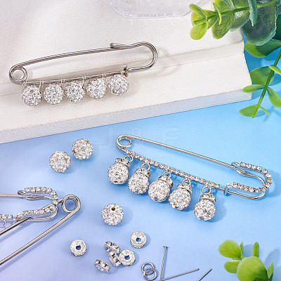 8Pcs 4 Styles Iron Rhinestone Safety Pins FIND-TA0008-81-1