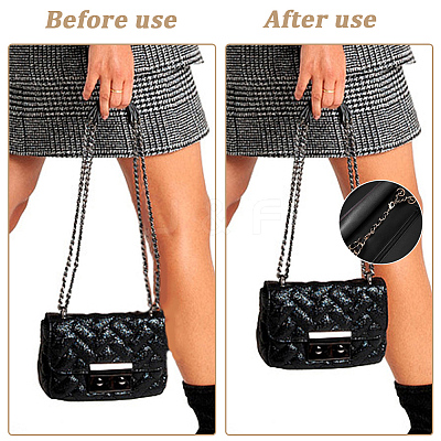 1Pc Black PU Leather Alloy Crub Chain Purse Strap Extenders for Purse Making PURS-CL0001-10B-1