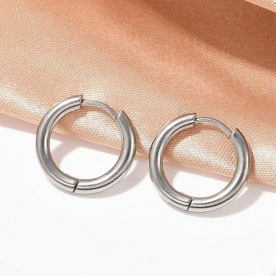 202 Stainless Steel Huggie Hoop Earrings EJEW-F111A-16mm-P-1