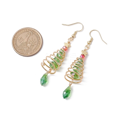 Copper Wired Glass Dangle Earrings EJEW-JE05917-1