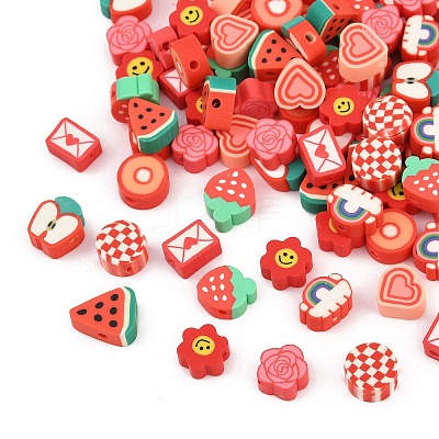 100Pcs 10 Styles Handmade Polymer Clay Beads CLAY-FP0001-19-1
