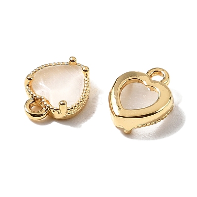 Heart Brass Charms KK-D024-02B-G-1