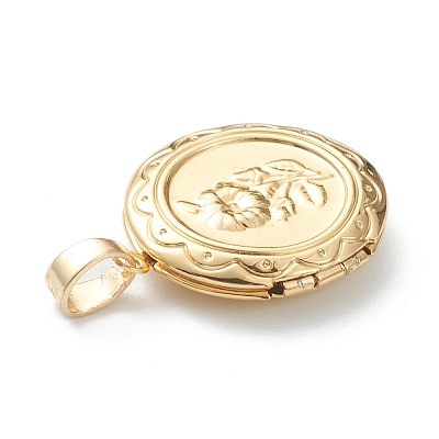 Brass Locket Pendants KK-P199-07G-1
