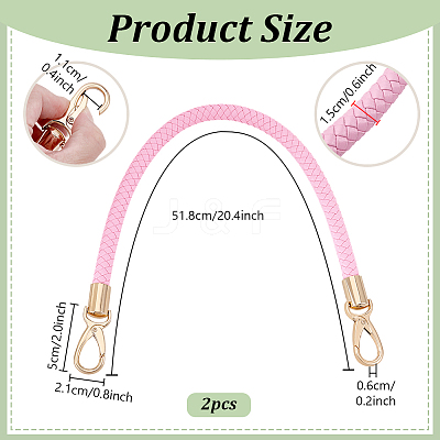 Imitation Leather Braided Round Cord Bag Handles with Zinc Alloy Clasps FIND-WH0126-941C-02-1