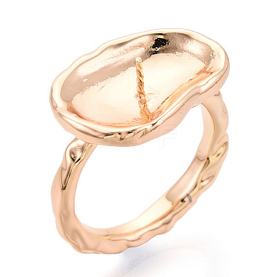 Oval Brass Finger Ring Settings KK-T076-37G-1