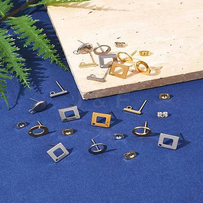16Pcs 8 Styles 304 Stainless Steel Stud Earring Findings STAS-FS0001-84-1