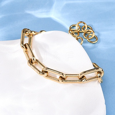 304 Stainless Steel Paperclip Chain Bracelets for Women BJEW-Z128-01G-01-1