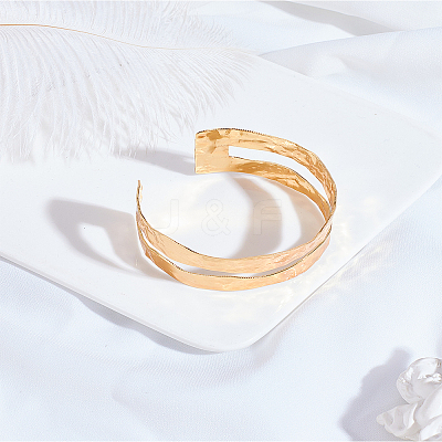 1Pc Galvanized Iron Open Cuff Bangles for Women BJEW-LP0015-22-1