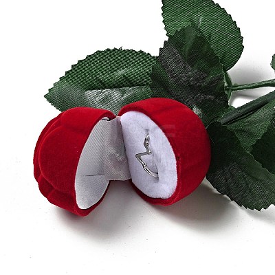 Flocking Plastic Rose Finger Ring Boxes X1-CON-C015-02A-1