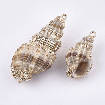 Electroplate Spiral Shell Pendants SSHEL-S262-24-1