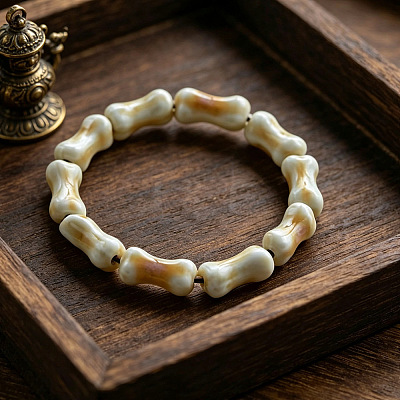Handmade Porcelain Bone Beaded Stretch Bracelets WG788E8-01-1