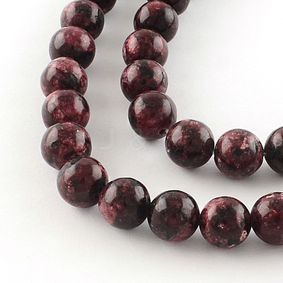 Dyed Natural Sesame Jasper Round Beads Strands G-R342-6mm-11-1