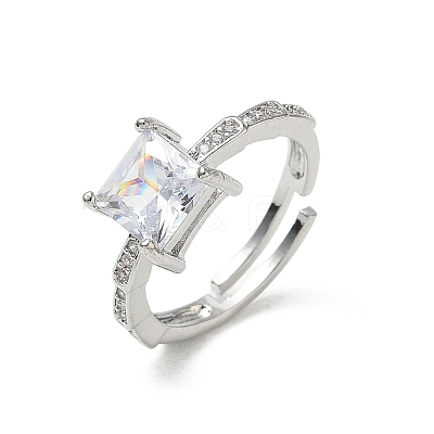 Brass & Clear Cubic Zirconia Finger Rings CU-CBA7E55-09P-1