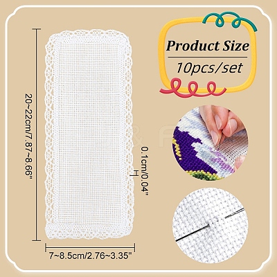 Polyester Lace Aida Cloth Bookmarks for Cross Stitch Making AJEW-WH0248-374-1