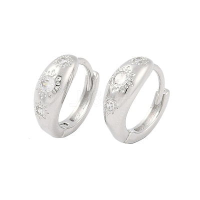 Rack Plating Brass Micro Pave Clear Cubic Zirconia Hoop Earrings KK-A224-21P-1