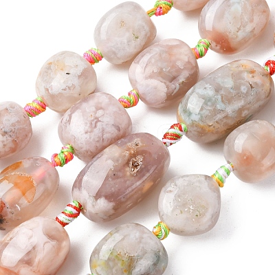 Natural Cherry Blossom Agate Beads Strands G-P605-B01-01-1