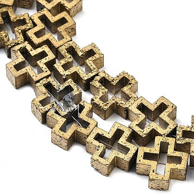 Electroplated Natural Lava Rock Beads Strands G-K388-02I-1