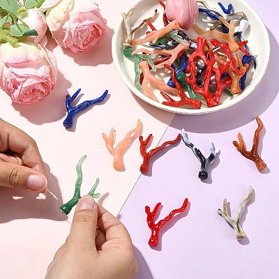 32Pcs 8 Styles Opaque Acrylic Pendants OACR-CJ0002-51-1