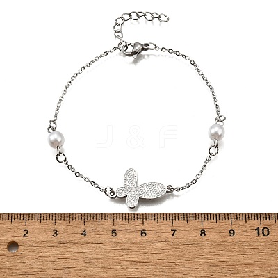 304 Stainless Steel Butterfly Link Bracelets BJEW-C098-01D-P-1
