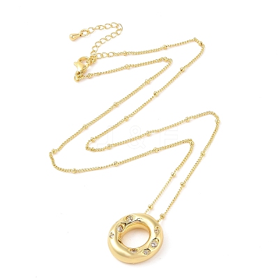 Brass Micro Pave Clear Cubic Zirconia Pendant Necklaces NJEW-Z038-01G-O-1