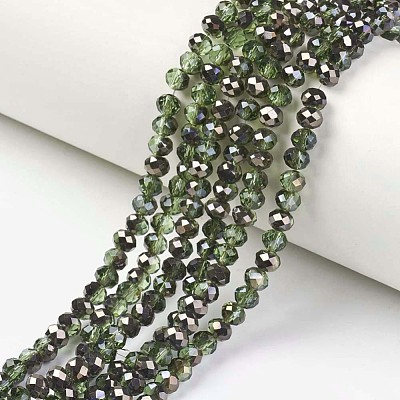 Electroplate Transparent Glass Beads Strands EGLA-A034-T6mm-P08-1