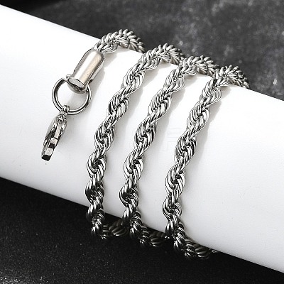 Tarnish Resistant Trendy Men's 304 Stainless Steel Rope Chain Necklaces NJEW-M072-D-02-1