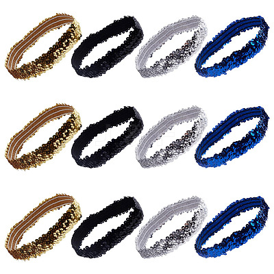 12Pcs 4 Colors Yarn & Rubber Elastic Headbands OHAR-GF0001-17-1