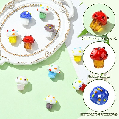 10Pcs 10 Colors Handmade Bumpy Lampwork Beads LAMP-CJ0002-16-1
