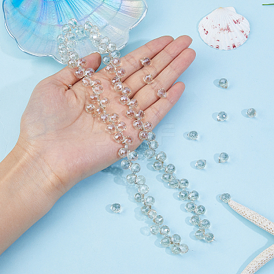 Electroplate Transparent Glass Beads Strands EGLA-FI0001-01A-1