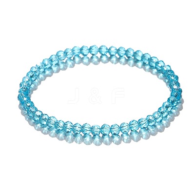 4mm Prism Faceted Rondelle Glass Beaded Stretch Bracelets for Women EH2213-9-1