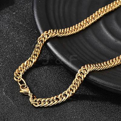 5.5MM 304 Stainless Steel Cuban Link Chain Necklaces for Men NJEW-B134-08A-G-1