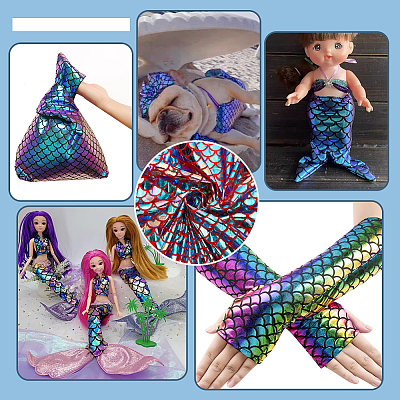 Fish Scale Pattern Polyester Fabric DIY-WH0569-92A-1