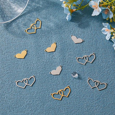 24Pcs 4 Styles Valentine's Day 304 Stainless Steel Connector Charms STAS-DC0011-68-1