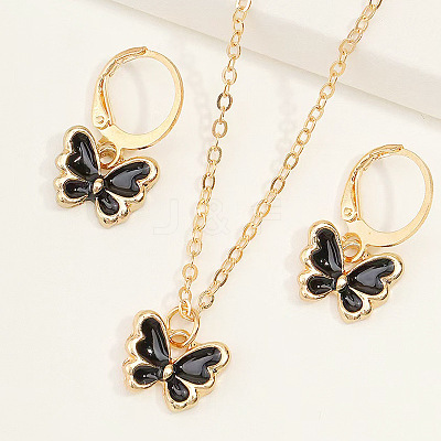 Butterfly Alloy Enamel Pendant Necklace & Earring Sets for Children FS-WGE37FF-07-1