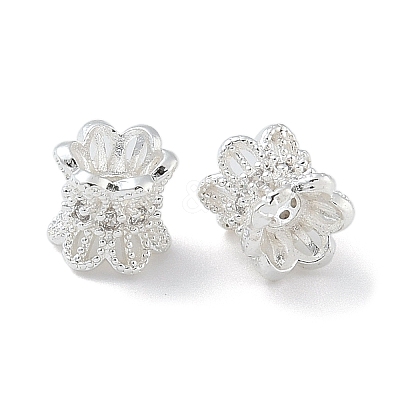 6-Petal Brass Micro Pave Cubic Zirconia Double Sided Bead Caps ZIRC-F141-01S-01-1