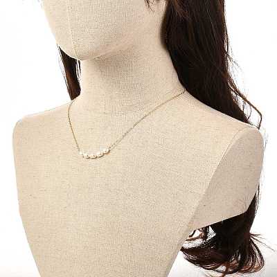 Natural Pearl Beads Pendant Necklace for Girl Women NJEW-JN03667-1