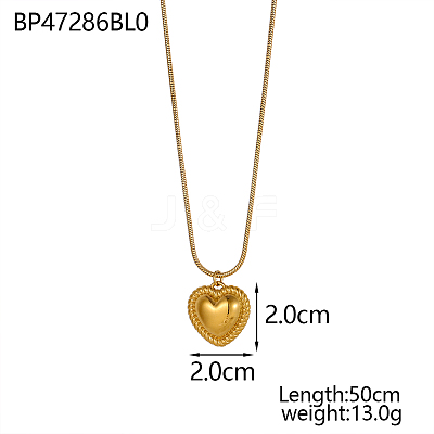 Valentine's Day 304 Stainless Steel Heart Pendant Necklaces NJEW-OY002-33-1