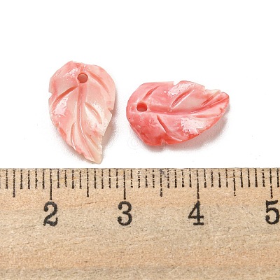 Synthetic Coral Dyed Leaf Charms CORA-Q034-02-01-1