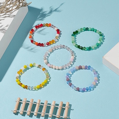 Gradient Color Faceted Glass Beaded Kids Bracelets BJEW-JB09173-1