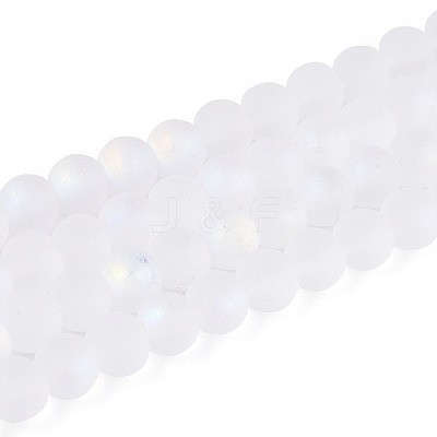 Frosted Imitation Jade Glass Beads Strands GLAA-T032-J6mm-MBB02-1